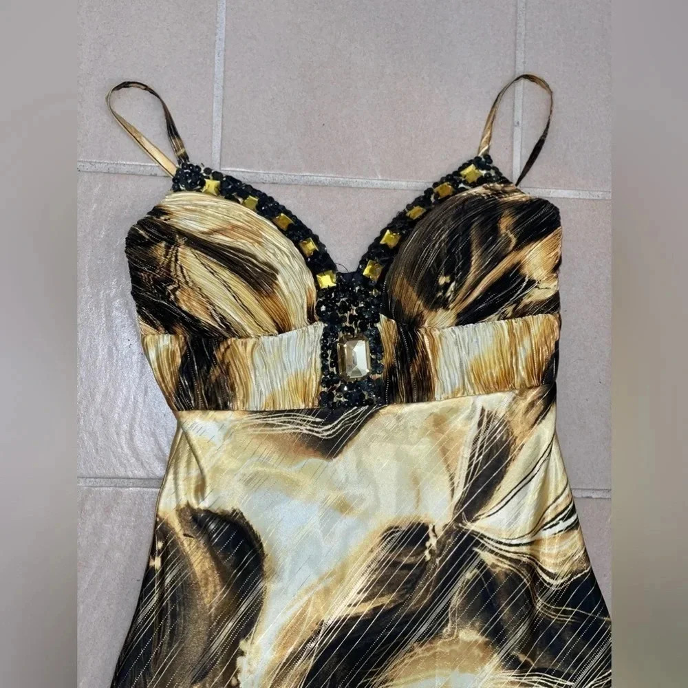 Beautiful jeweled paraf  euro 38 cocktail dress maxi evening gown black/gold